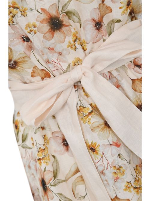 Abito Joseline in lino con stampa floreale Beige Mc2 Saint Barth | JOSELINE06489H LINEN FLOWER TEA 10